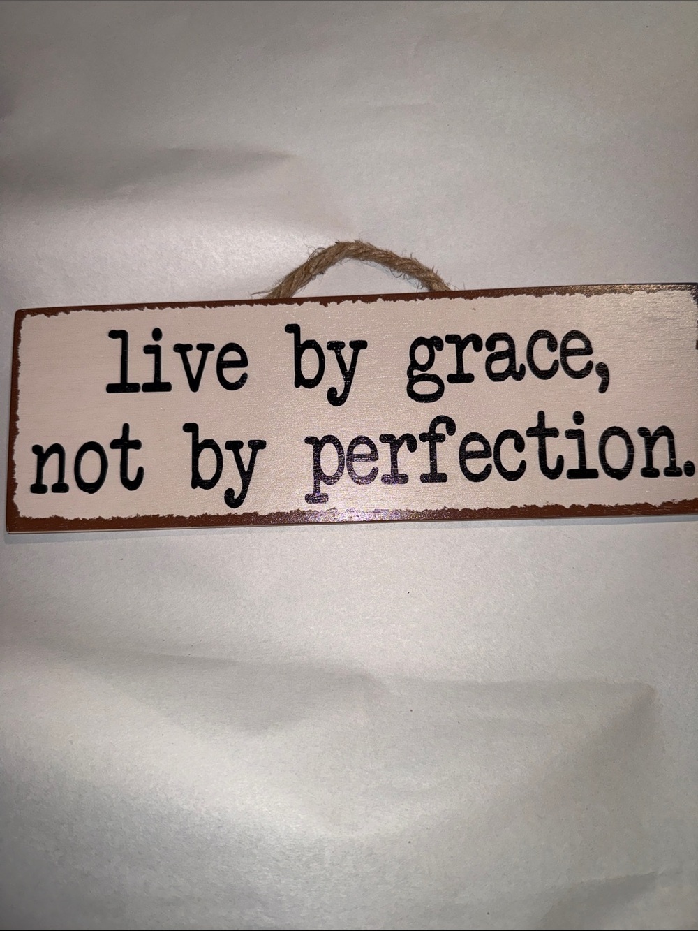 Live by Grace Not by Perfection Wall Sign - Cream and Brown